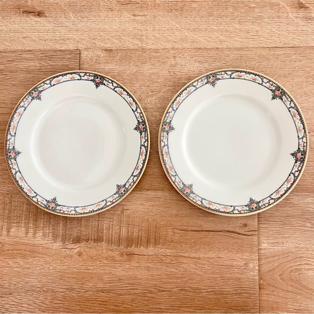 2 PCs Theodore Haviland Limoges Dinnerware‎ Appetizer Plates 7 1/2" Pink Roses
